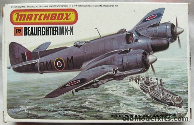 Matchbox 1/72 Beaufighter Mk-X - RAF Coastal Comman 254 Sq 1945 or 144 Sq 1945, PK103 plastic model kit